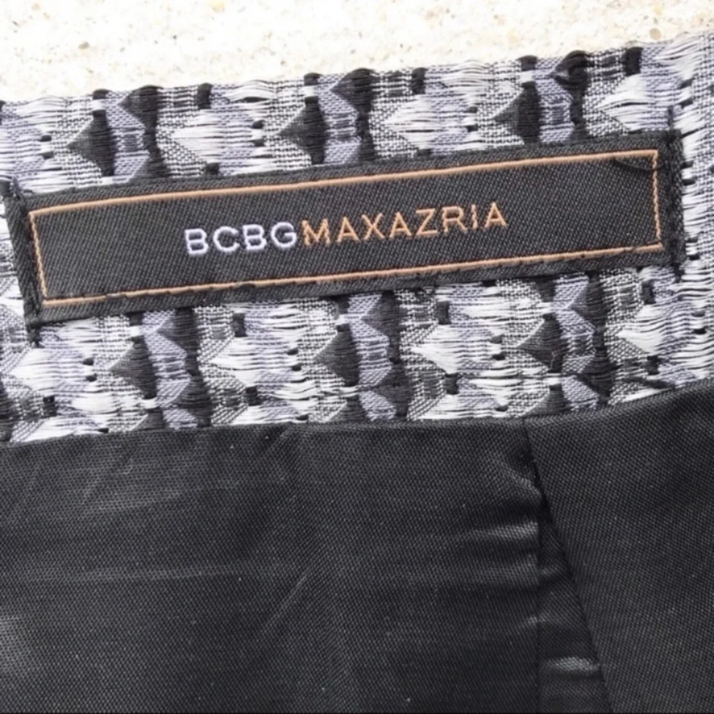 BCBGMaxAzria Monica High-Waist Metallic Jacquard Pleated Mini Skirt Black Silver
